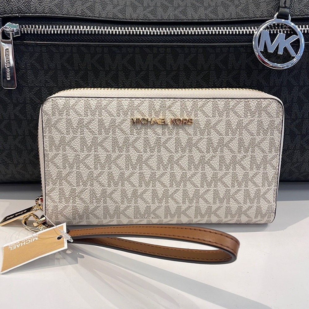 Michael Kors MK Signature Large Flat Multi-Function Phone Case Wallet Wristlet - Picture 14 of 16
